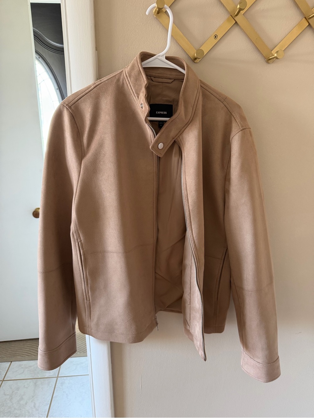Express Men's Light Tan Suede Zip Jacket
